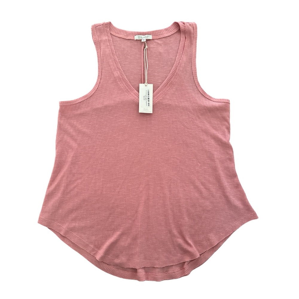 Z Supply Rib Hacci Vagabond Tank Women's Size L Large Guava NWT